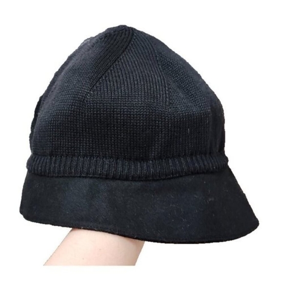 Sonia Rykiel Black Knit Hat Oversized Flower Detail Designer Women's Access T.2 - Picture 6 of 9